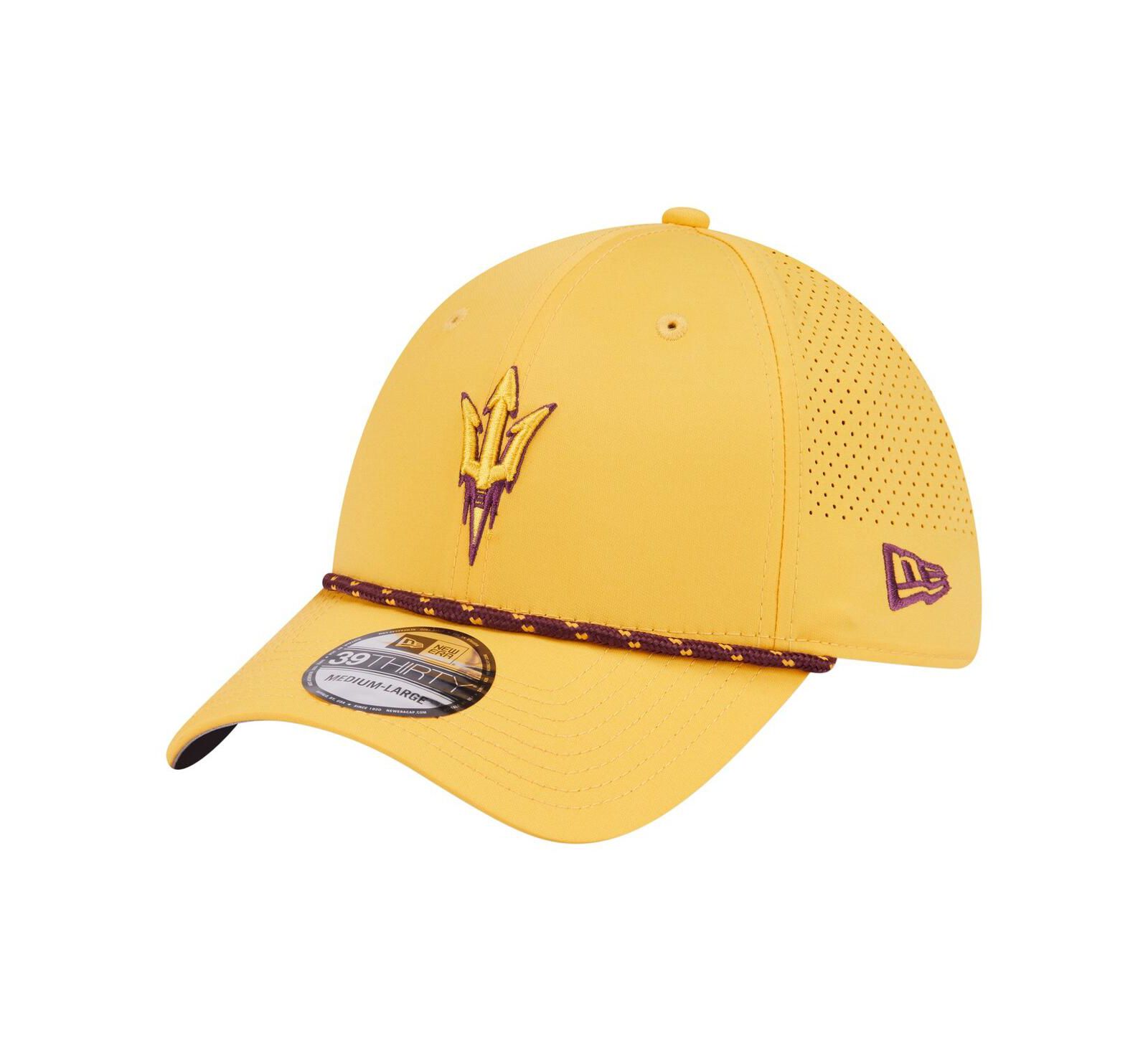 Мужская кепка New Era Gold Arizona State Sun Devils Rope 39THIRTY Flex Hat