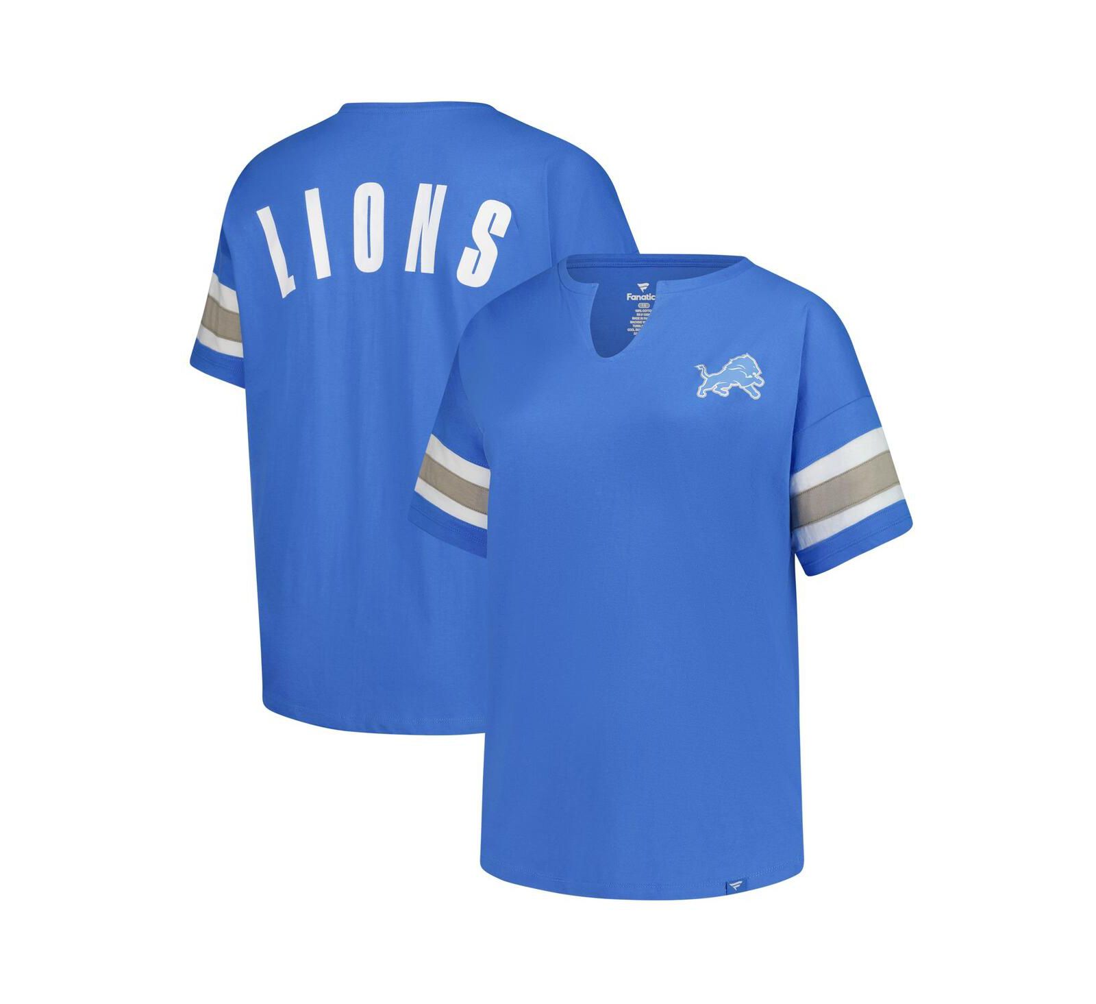 Женская футболка Fanatics Blue Detroit Lions Plus Size Redzone Notch Neck