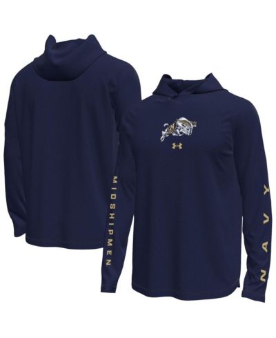 Мужская футболка Under Armour Navy Midshipmen Tech Stretch Long-Sleeve Hooded