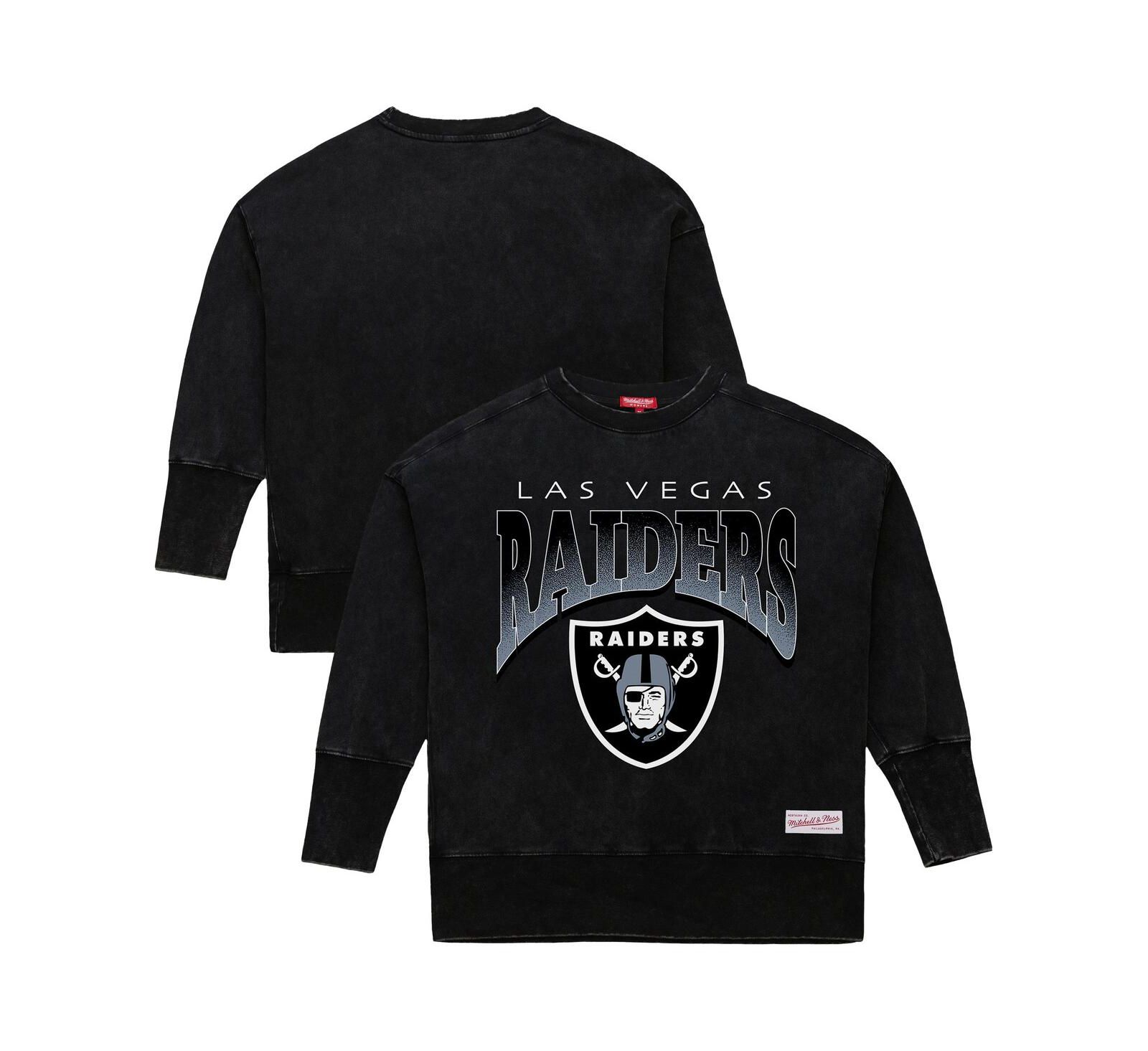 Свитшот Mitchell & Ness Женский Black Las Vegas Raiders Delineate Mineral Wash Crewneck