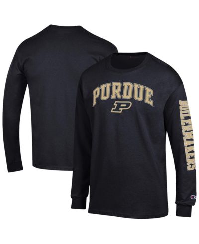 Champion Men's Black Purdue Boilermakers Arch Over Logo 2-Hit Long Sleeve T-Shirt