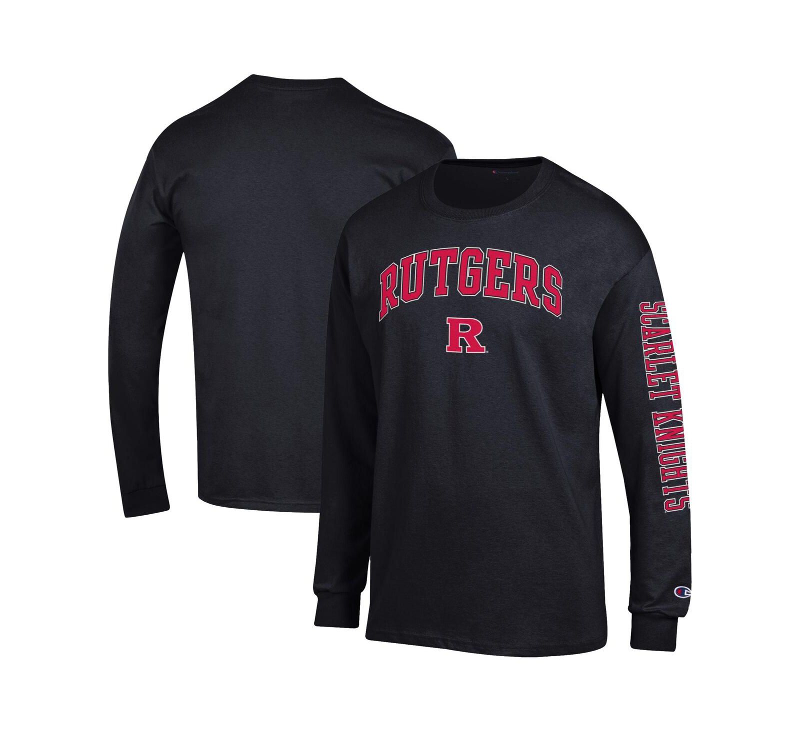 Champion Men's Black Rutgers Scarlet Knights Arch Over Logo 2-Hit Long Sleeve T-Shirt