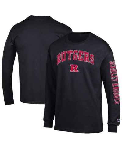 Champion Men's Black Rutgers Scarlet Knights Arch Over Logo 2-Hit Long Sleeve T-Shirt