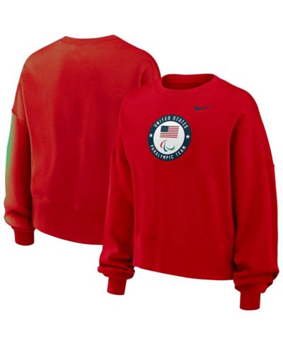 Nike Women's Red U.S. Paralympics Oversized Phoenix Fleece Sweatshirt