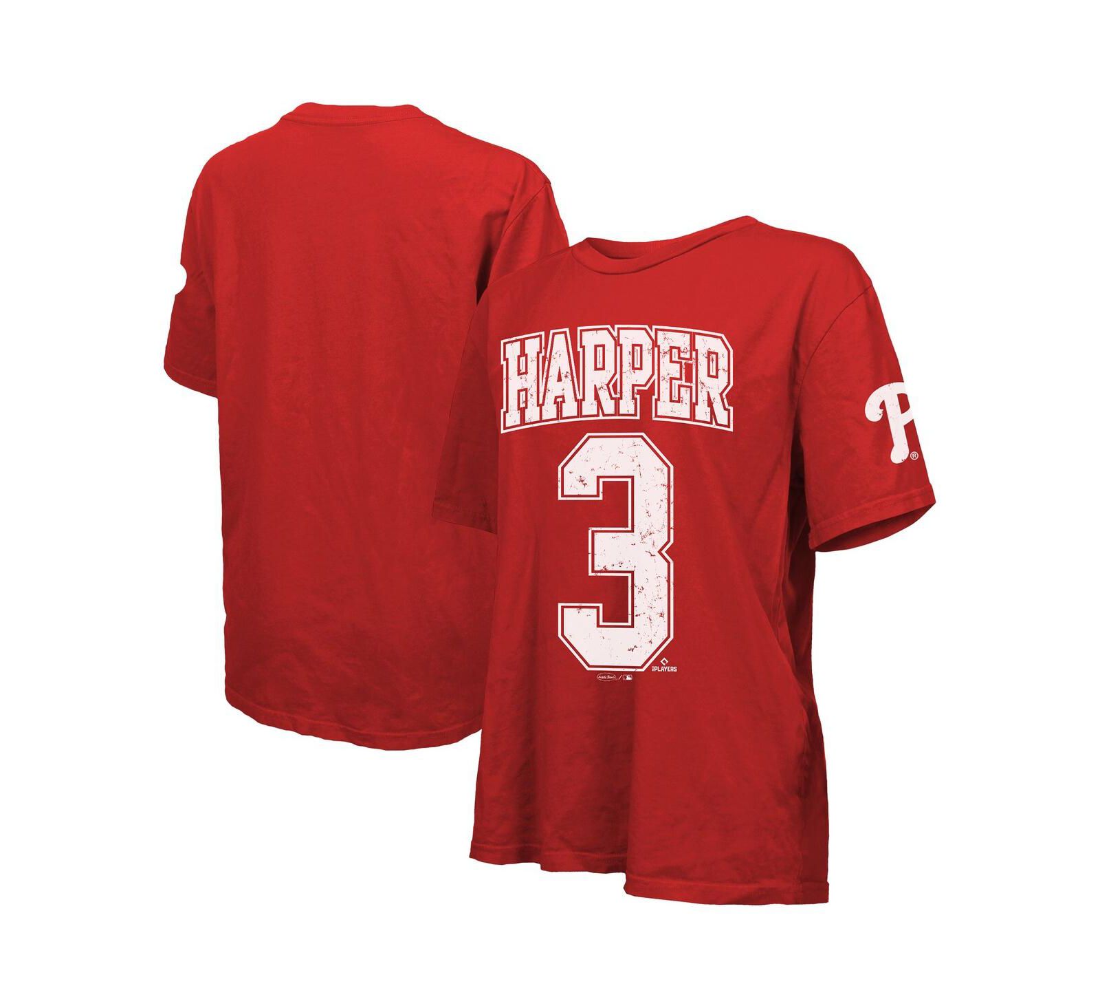 Женская футболка Majestic Bryce Harper Red Philadelphia Phillies Oversized