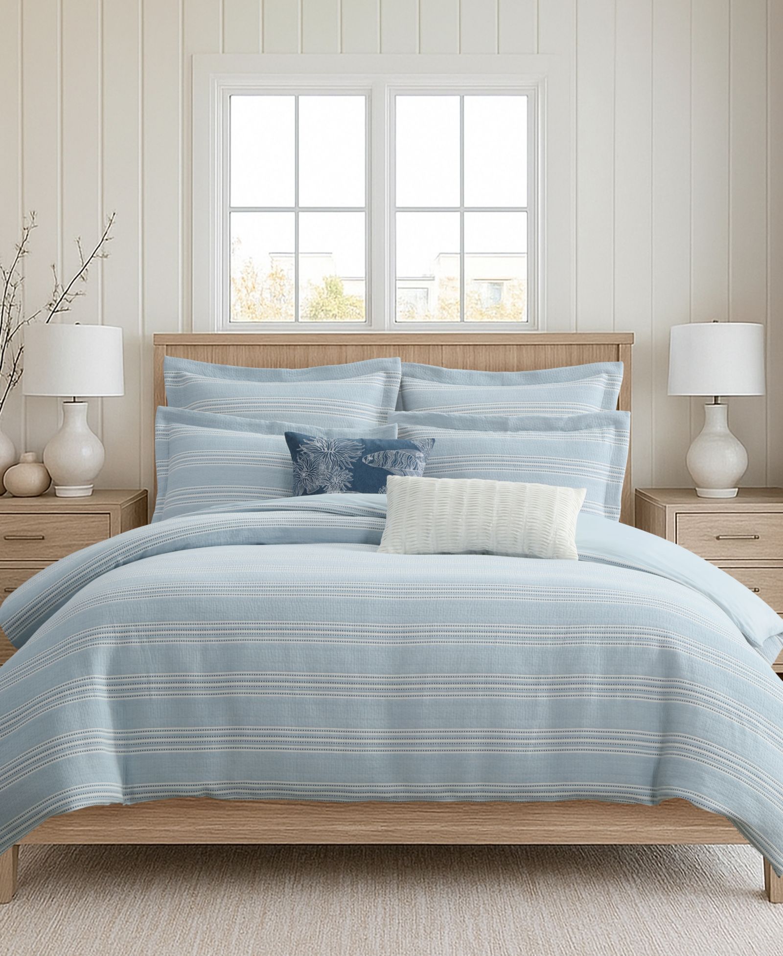 Levtex Home Clayton Stripes Текстурированный набор из 3 покрывал, Full/Queen