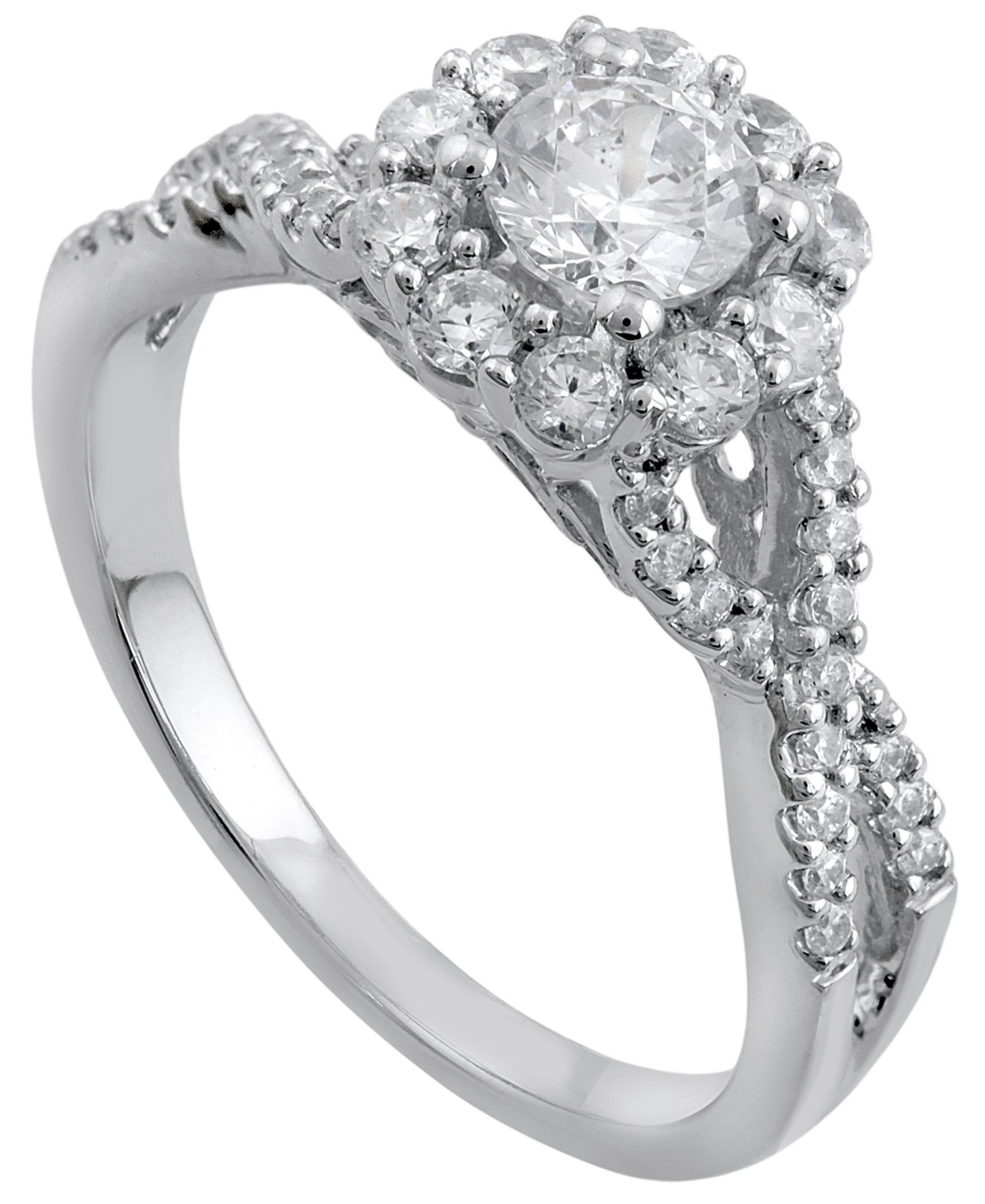Кольцо с бриллиантом (1 ct. t.w.) из белого золота 14k