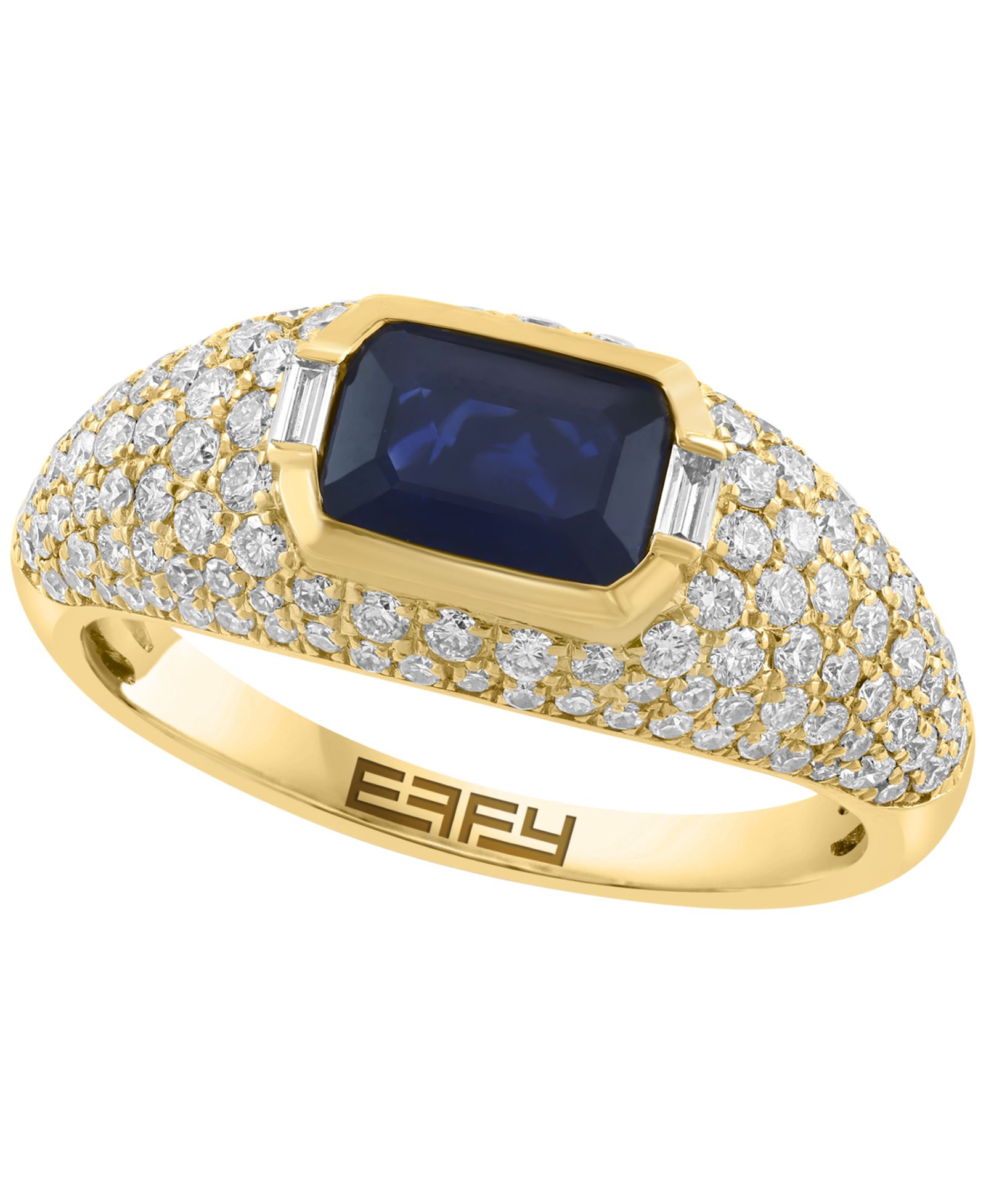 Кольцо EFFY Collection с сапфиром и бриллиантами в желтом золоте 14k