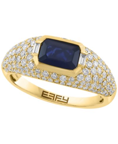 Кольцо EFFY Collection с сапфиром и бриллиантами в желтом золоте 14k