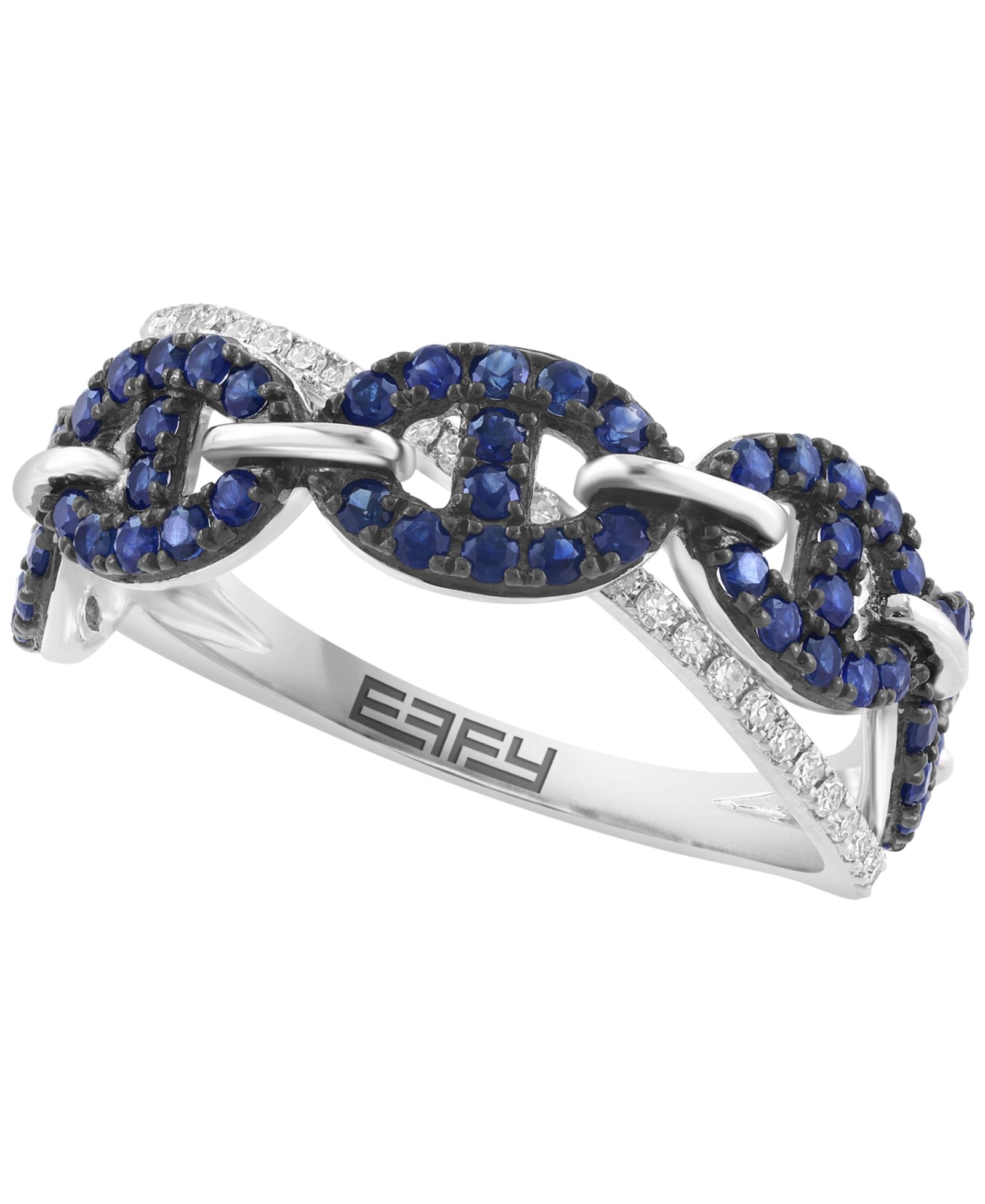 EFFY Collection Кольцо с сапфиром (5/8 ct. t.w.) и бриллиантом (1/8 ct. t.w.) в белом золоте 14k