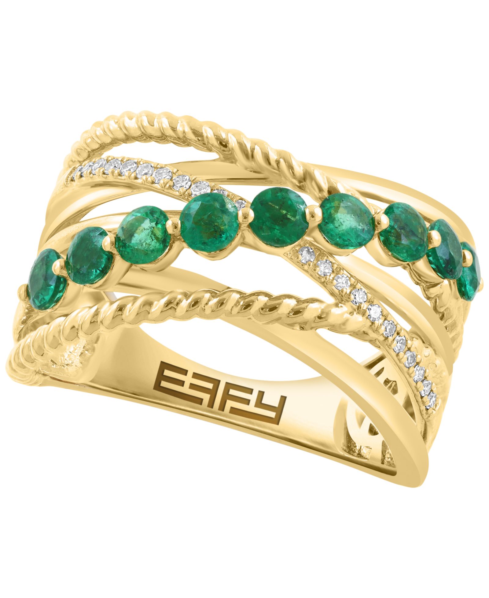 EFFY Collection Кольцо Emerald (7/8 ct. t.w.) и Diamond (1/20 ct. t.w.) в 14k Yellow Gold