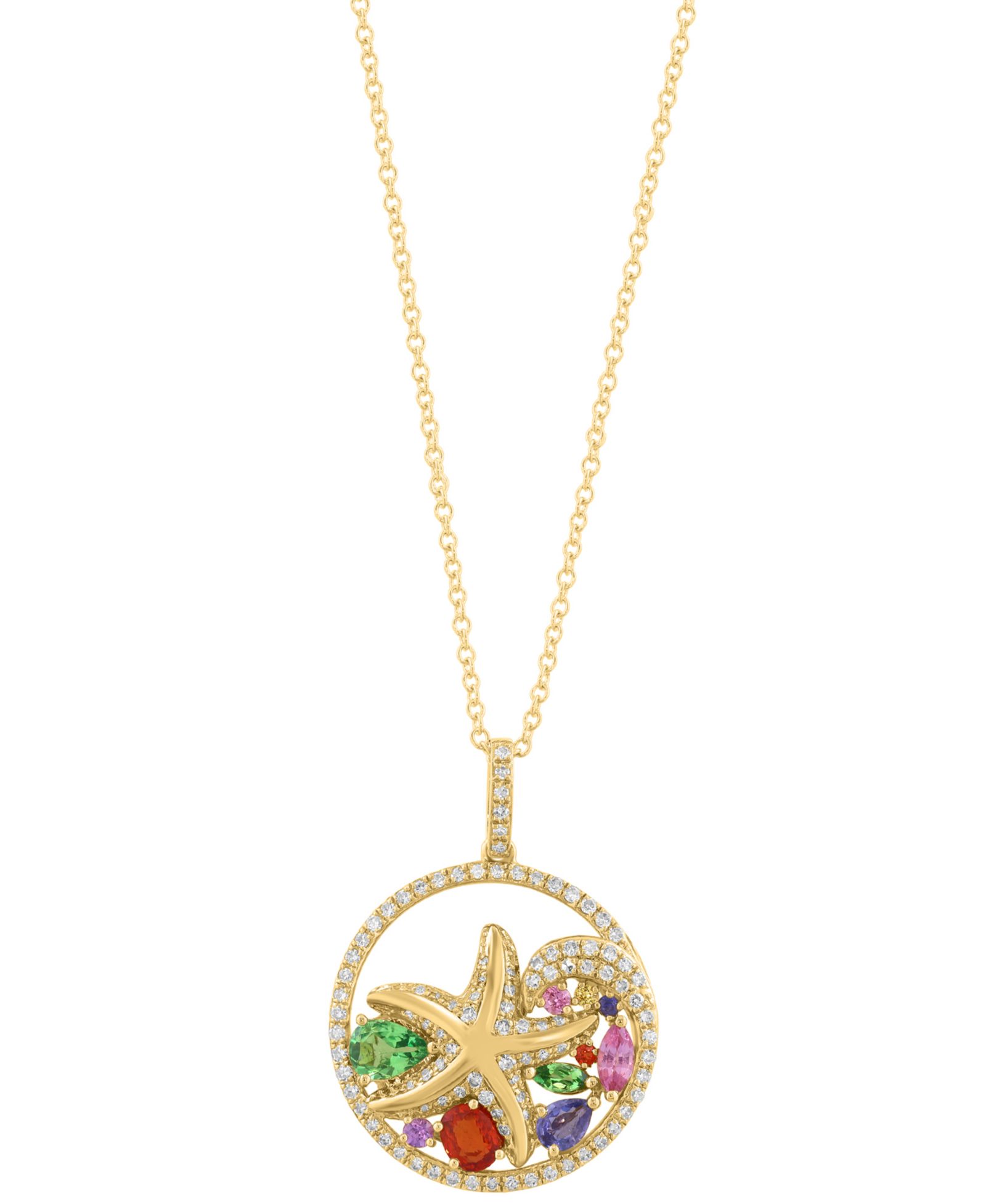 EFFY Collection кулон с бриллиантами (3/8 ct. t.w.) и многоцветными драгоценными камнями (7/8 ct. t.w.) в 14k желтом золоте