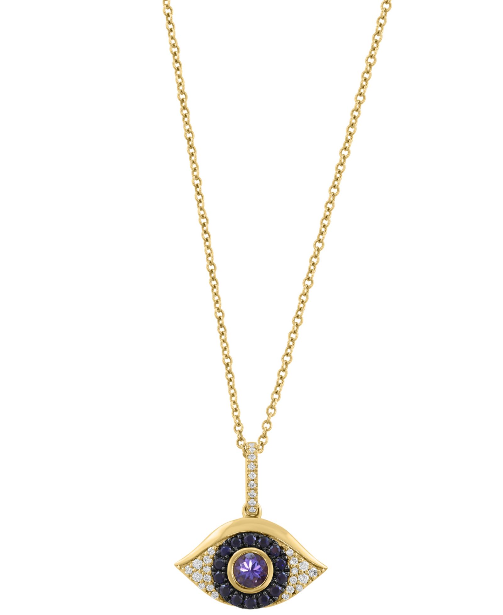 EFFY Collection колье с бриллиантами, сапфирами и танзанитом, 14k Yellow Gold
