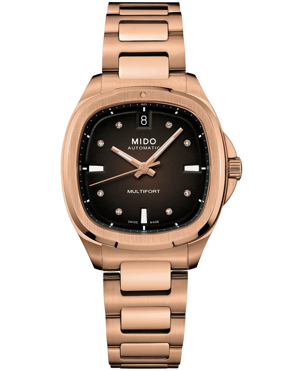 Mido Unisex Swiss Automatic Multifort TV Rose-Gold Tone Stainless Steel Bracelet Watch 35mm