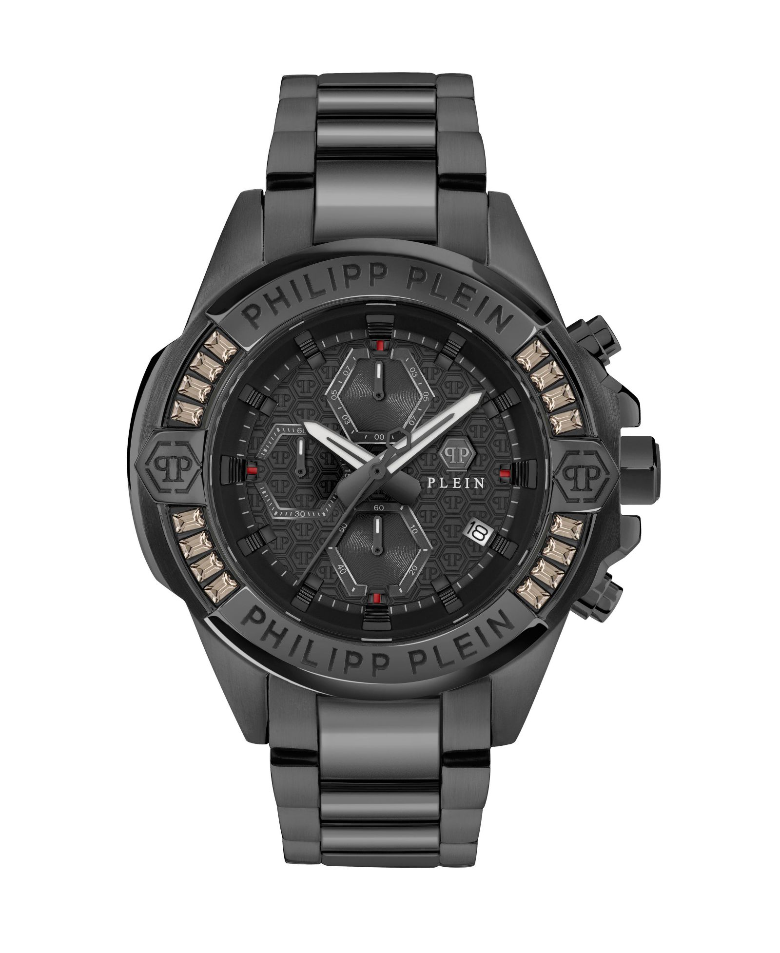 Philipp Plein Мужские часы из черной нержавеющей стали, 44mm