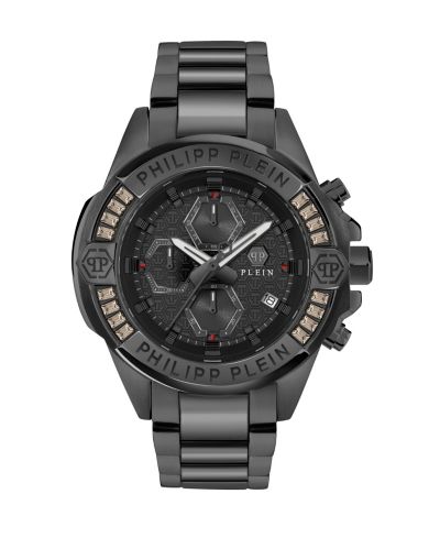 Philipp Plein Мужские часы из черной нержавеющей стали, 44mm