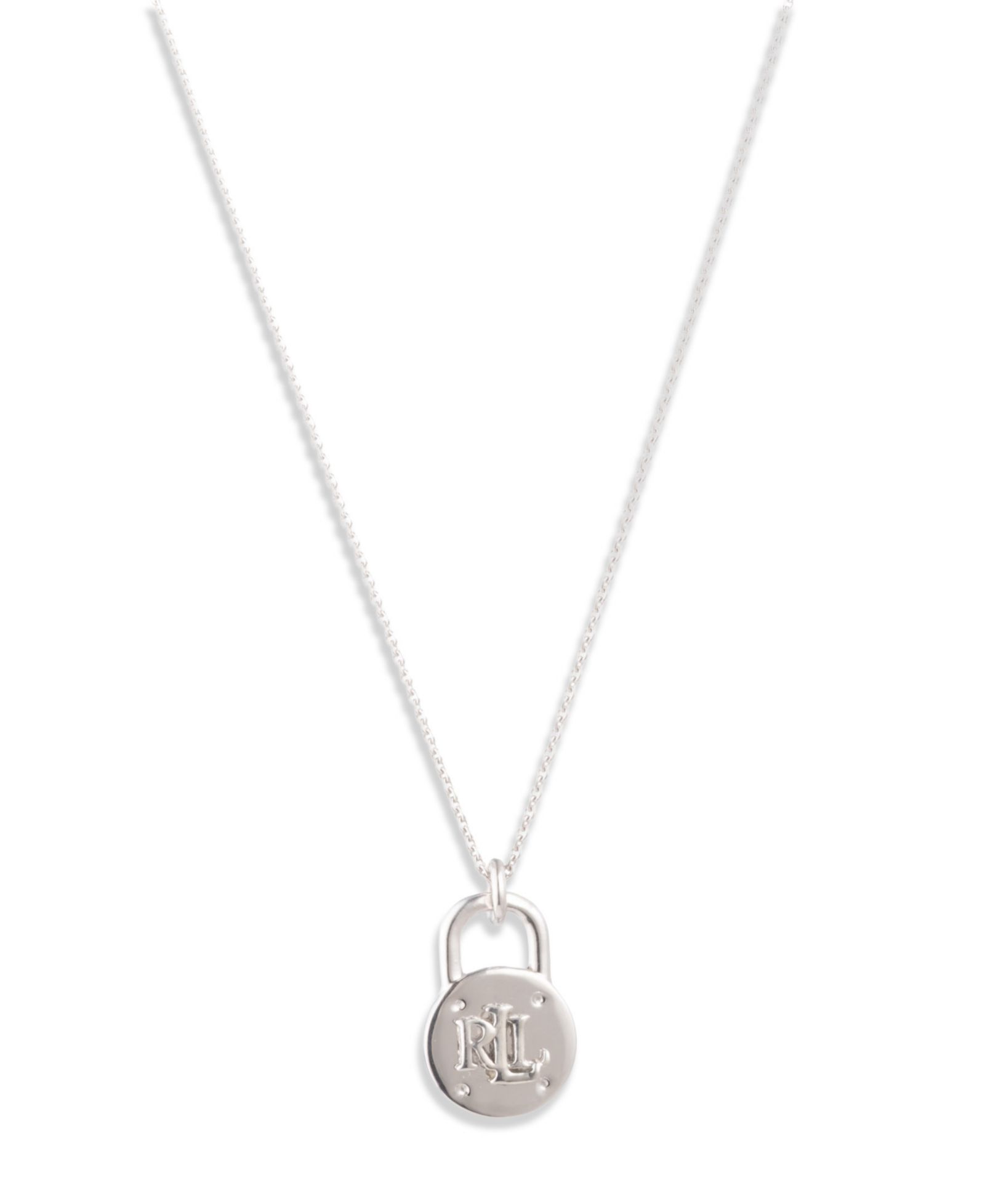 Lauren Ralph Lauren Silver-Tone Logo Padlock Pendant Necklace