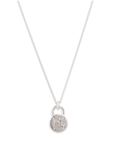 Подвеска Lauren Ralph Lauren с логотипом и замком, серебристого цвета
