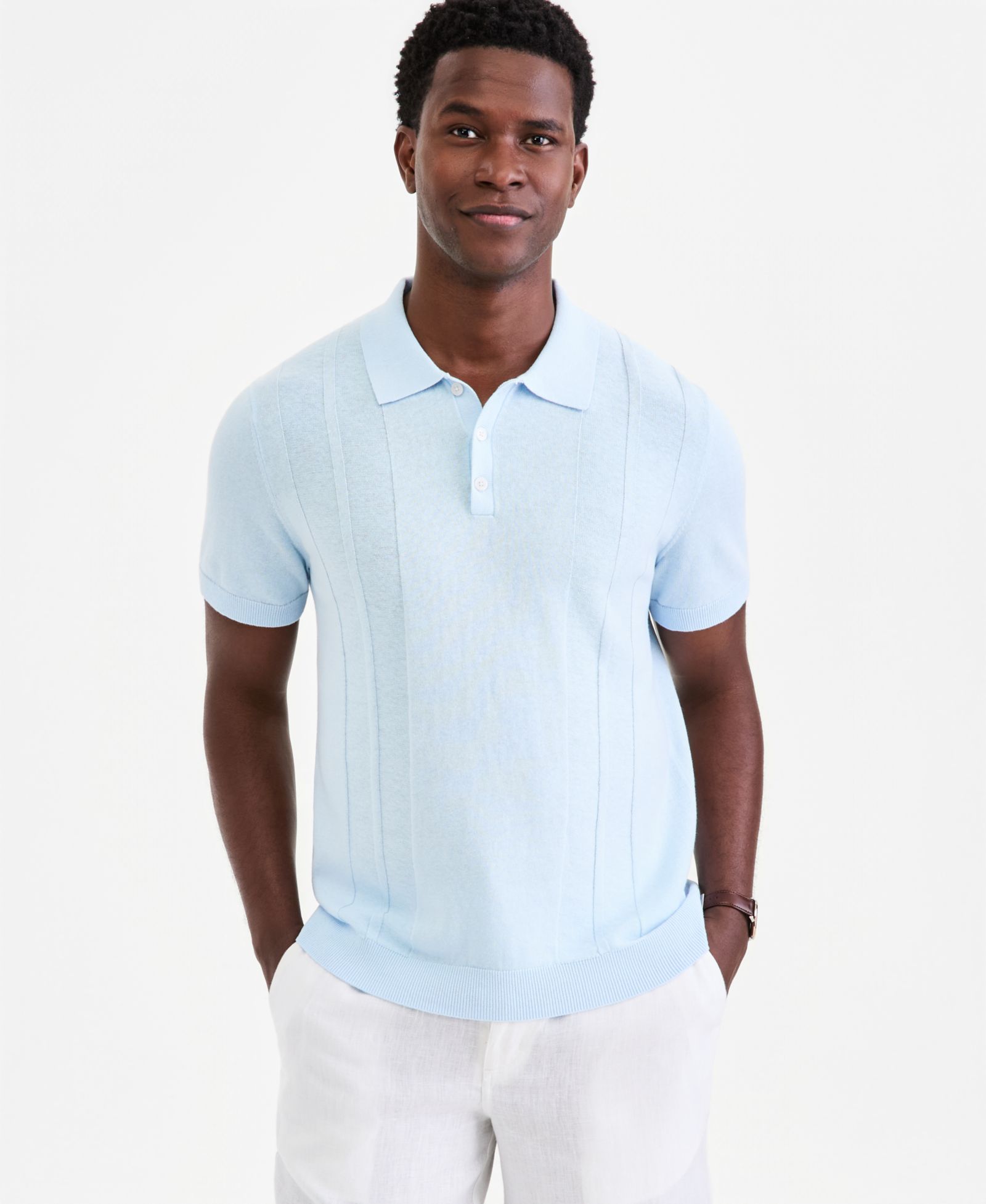 Club Room Men's Short-Sleeve Linen and Cotton Engineer Sweater, Macy's Exclusive