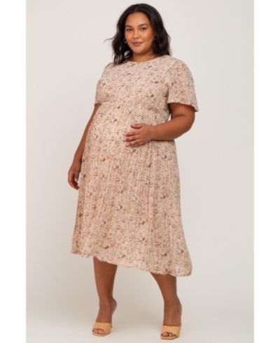 Pinkblush Women's Maternity Floral Pleated Chiffon Midi Dress