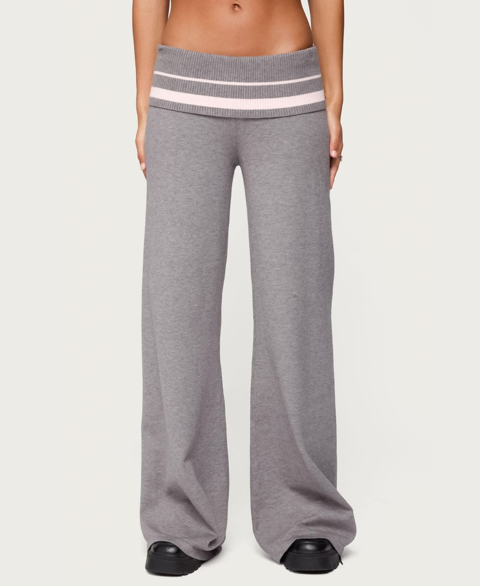 Edikted Women's Kaliya Stripey Foldover Knit Pants