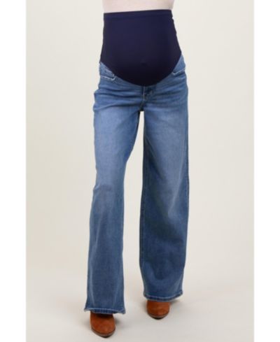 Pinkblush Women's Blue Washed Wide Leg Jeans