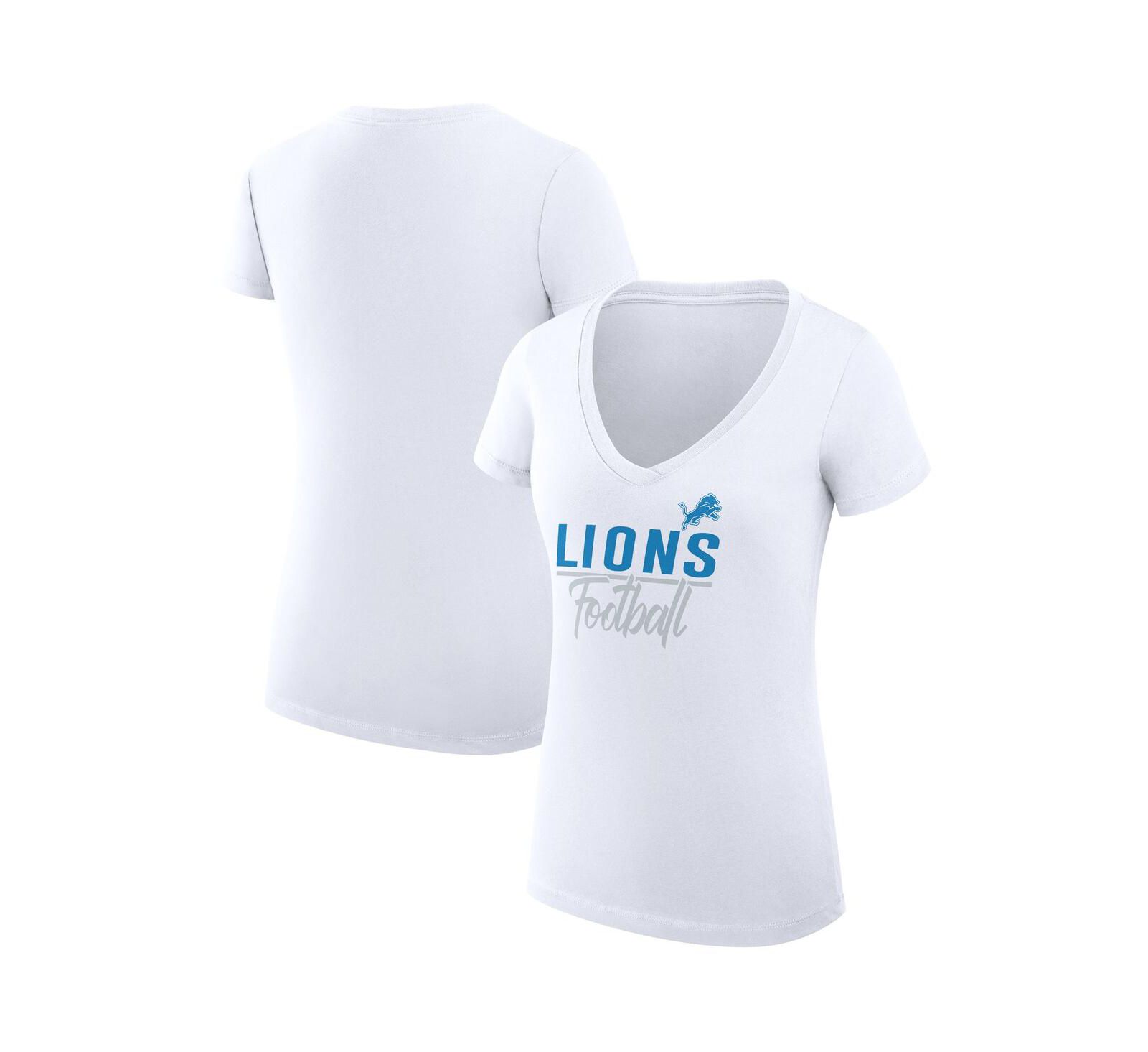 G-III 4Her by Carl Banks Women's White Detroit Lions V-Neck Fitted T-Shirt
