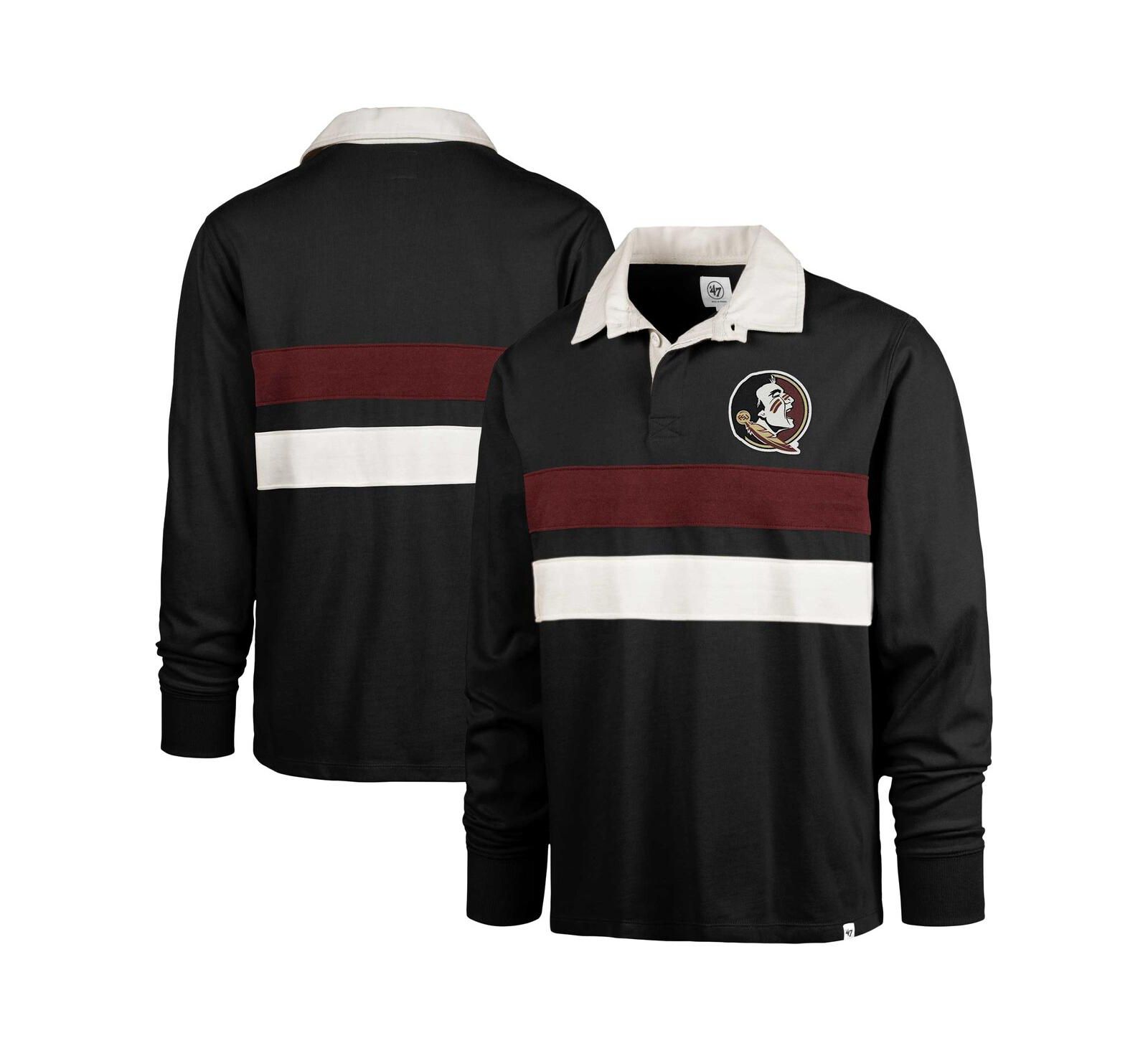 Рубашка-поло '47 Brand Men's Black Florida State Seminoles Clubhouse Knox Thames Long Sleeve Rugby