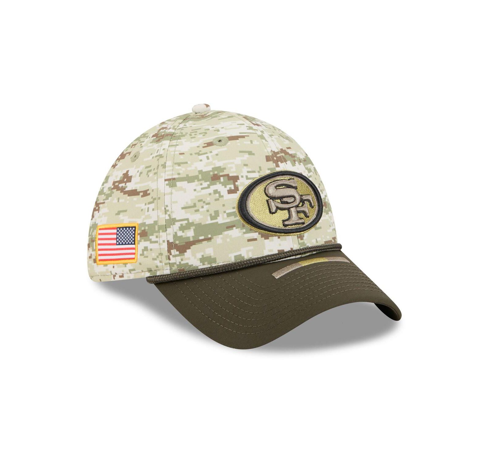 New Era Мужская кепка 39THIRTY Flex San Francisco 49ers 2025 Salute to Service, камуфляж/темно-зеленый