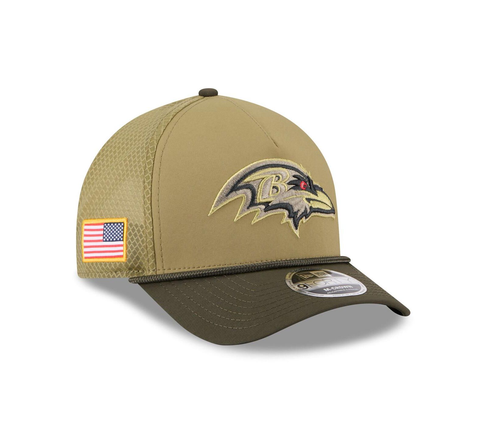 Детская кепка New Era Green/Dark Green Baltimore Ravens 2025 Salute to Service 9FORTY A-Frame Adjustable