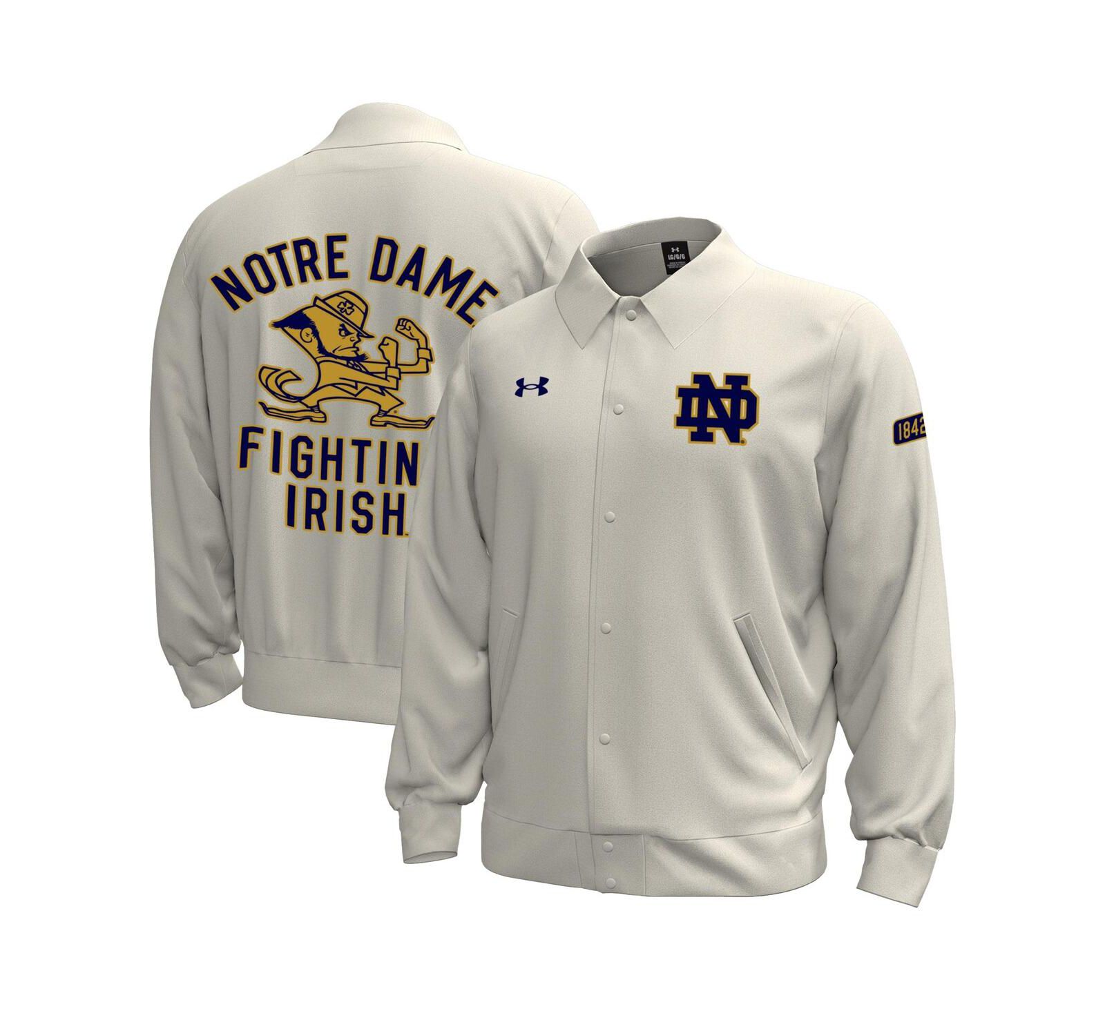 Under Armor Men's Stone Notre Dame Fighting Irish Gameday Icon Full-Snap Fleece Jacket