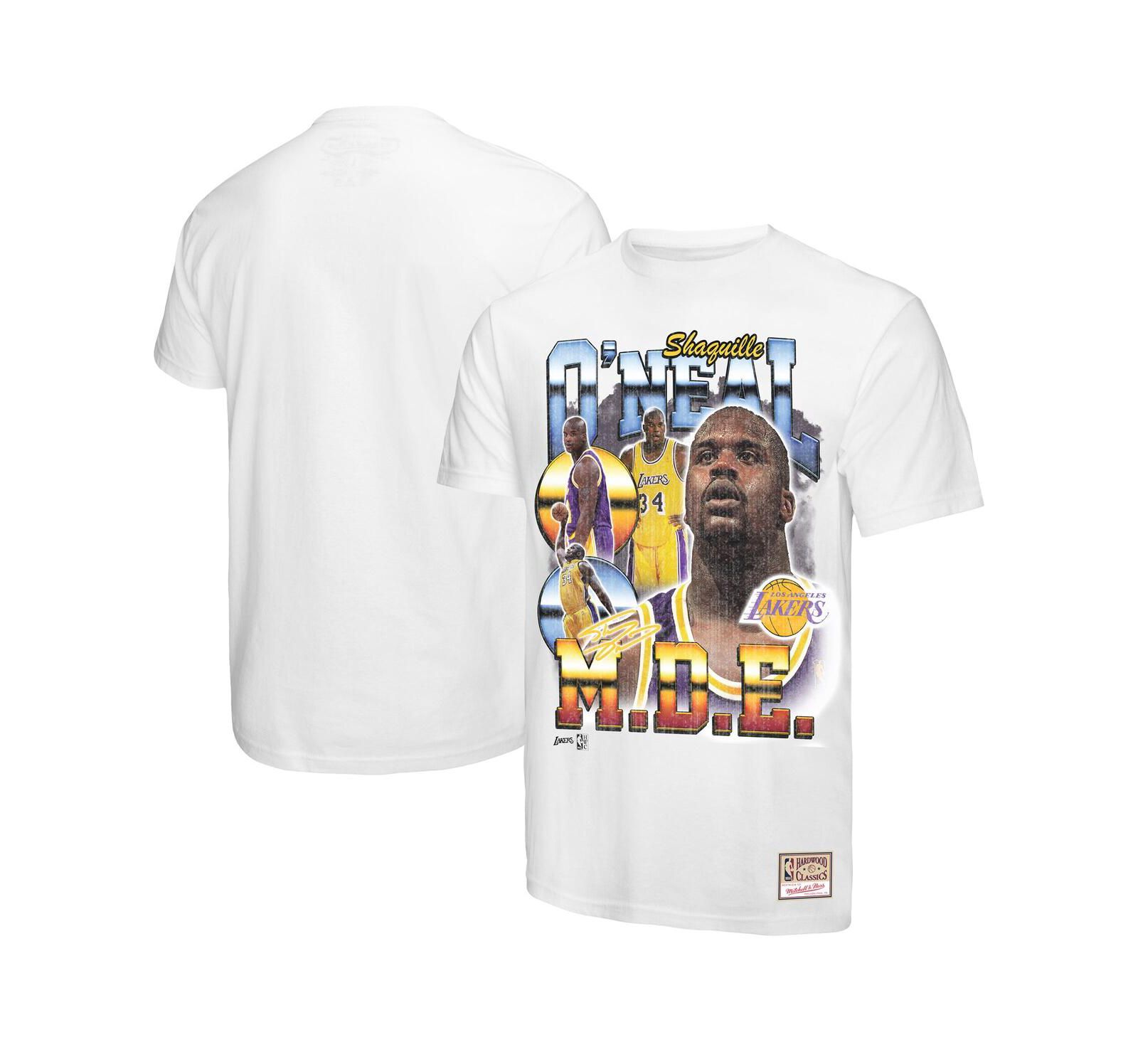 Мужская футболка Mitchell & Ness Shaquille O'Neal White Los Angeles Lakers Commemorative Collage