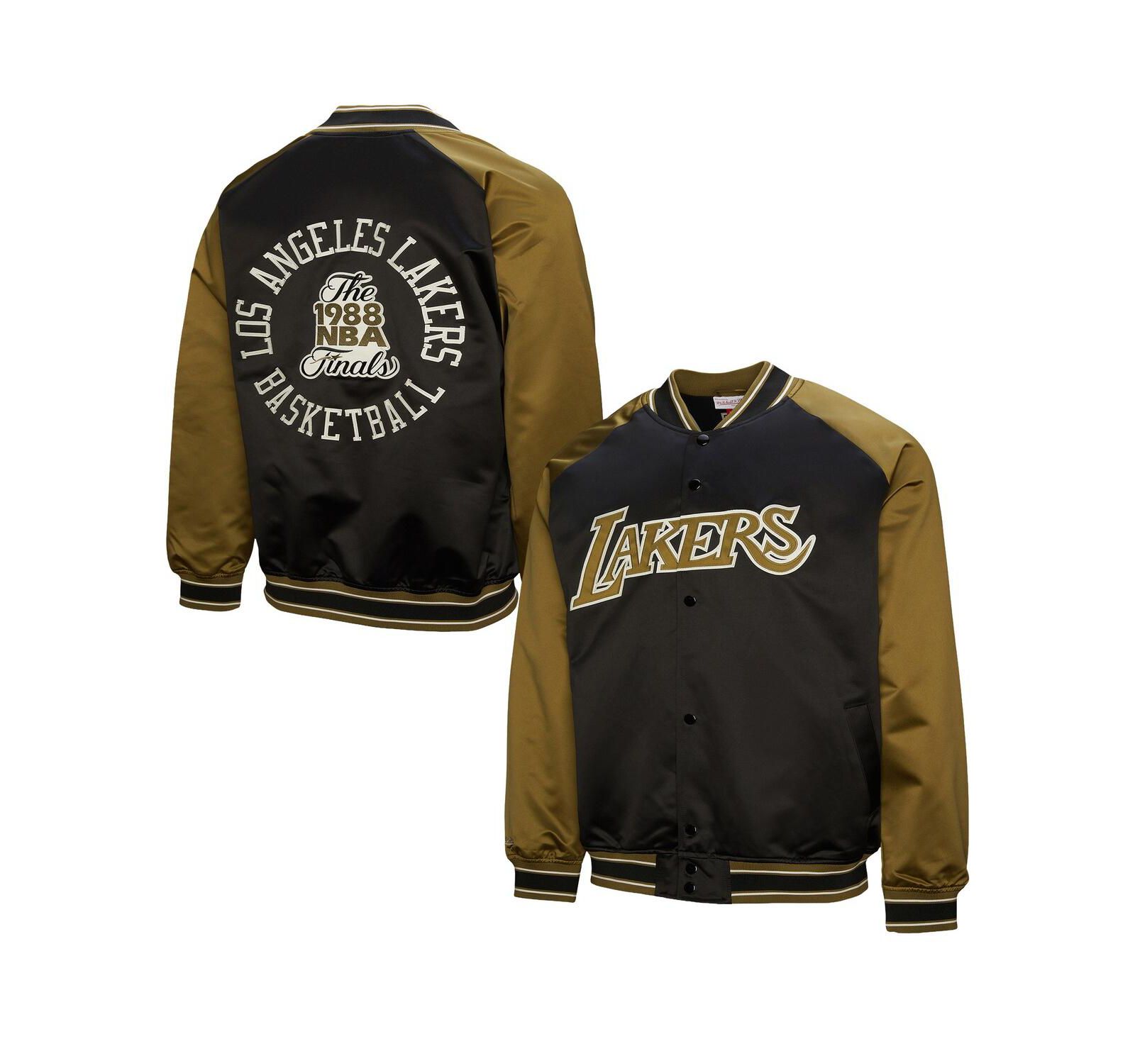 Mitchell & Ness Men's Olive/Black Los Angeles Lakers Clutch Satin Raglan Full-Snap Jacket