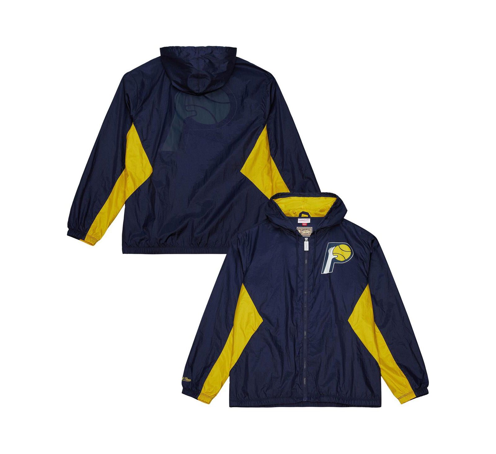 Mitchell & Ness Men's Navy Indiana Pacers Playmaker Full-Zip Windbreaker Jacket