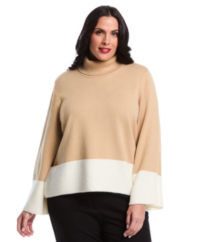 Rafaella Plus Size Свитер с высоким воротником и цветовым блоком