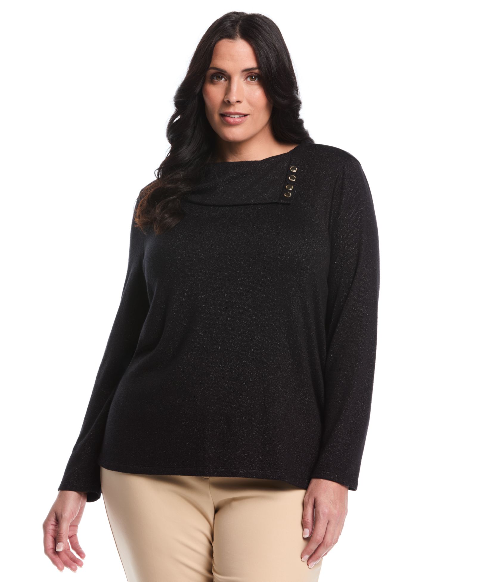 Женский топ Rafaella Plus Size Split Collar Long Sleeve