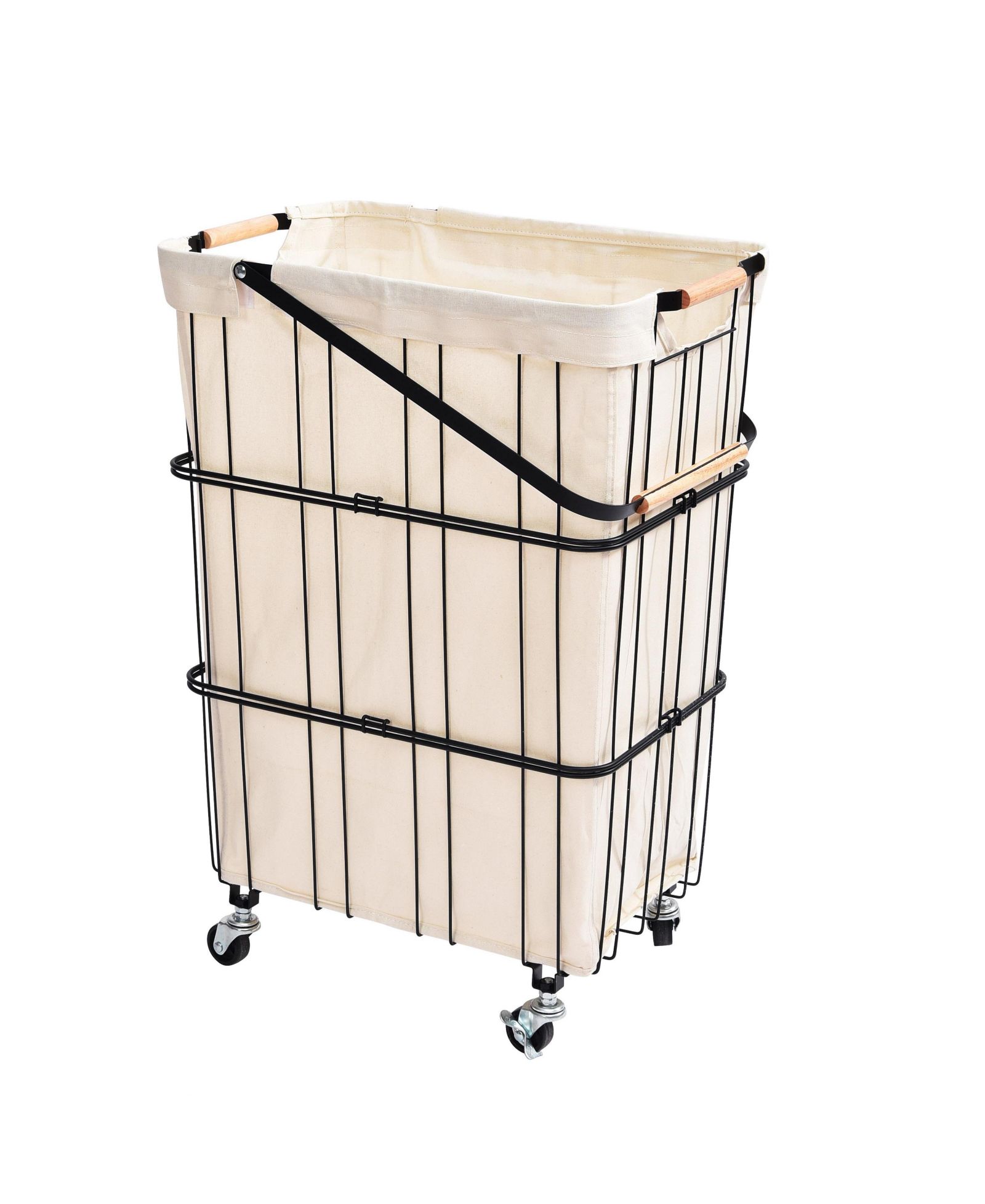 Oceanstar Mobile Rolling Storage Laundry Basket Cart with Handle