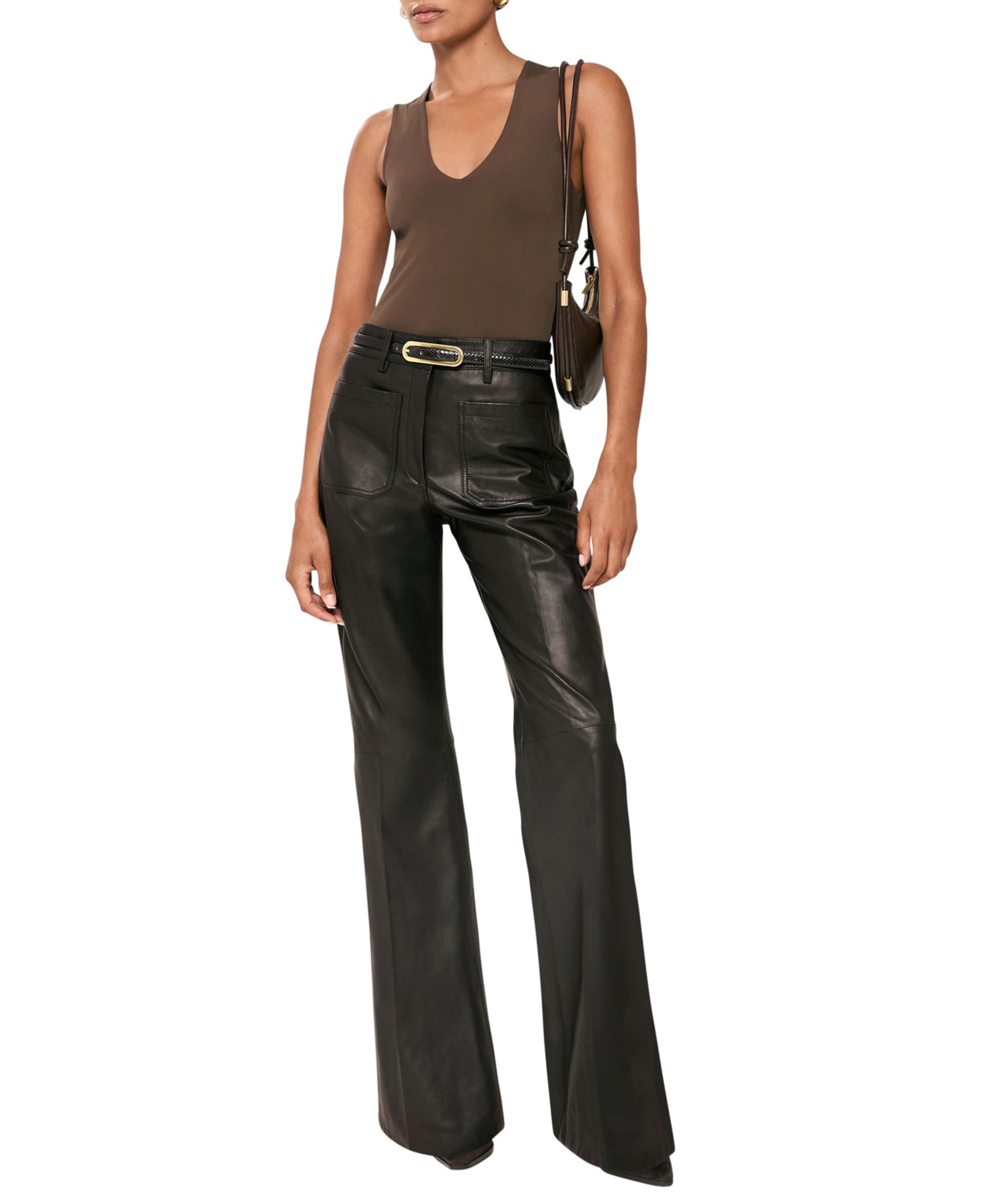 Женские брюки REISS Priya кожаные flared