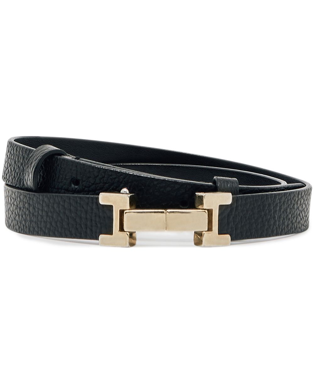 REISS Women's Leather Square Hinge Belt