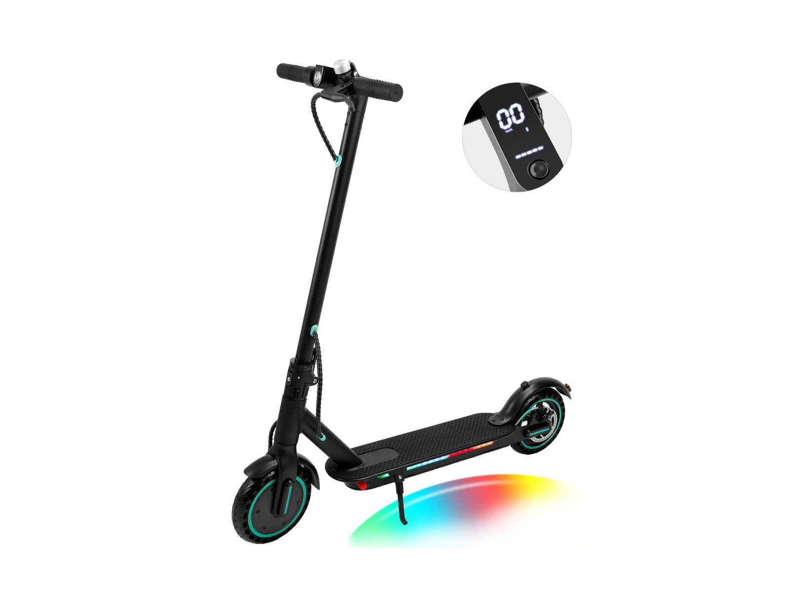 Artudatech 8.5 Inch Foldable Electric Scooter with 350W Motor, 22-Mile Range & Dual Brakes | Colorful LED Lights for a Stylish Night Ride