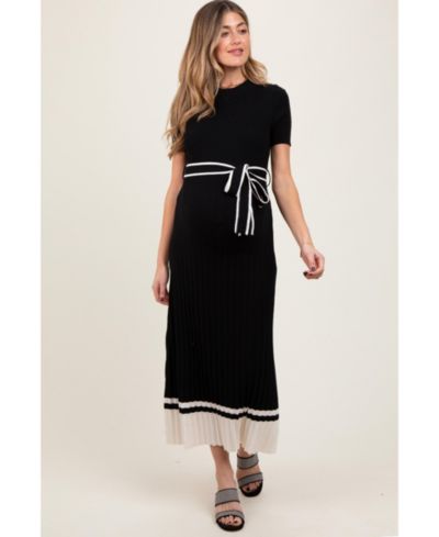 Женское миди-платье Pinkblush Black Ribbed Knit Pleated