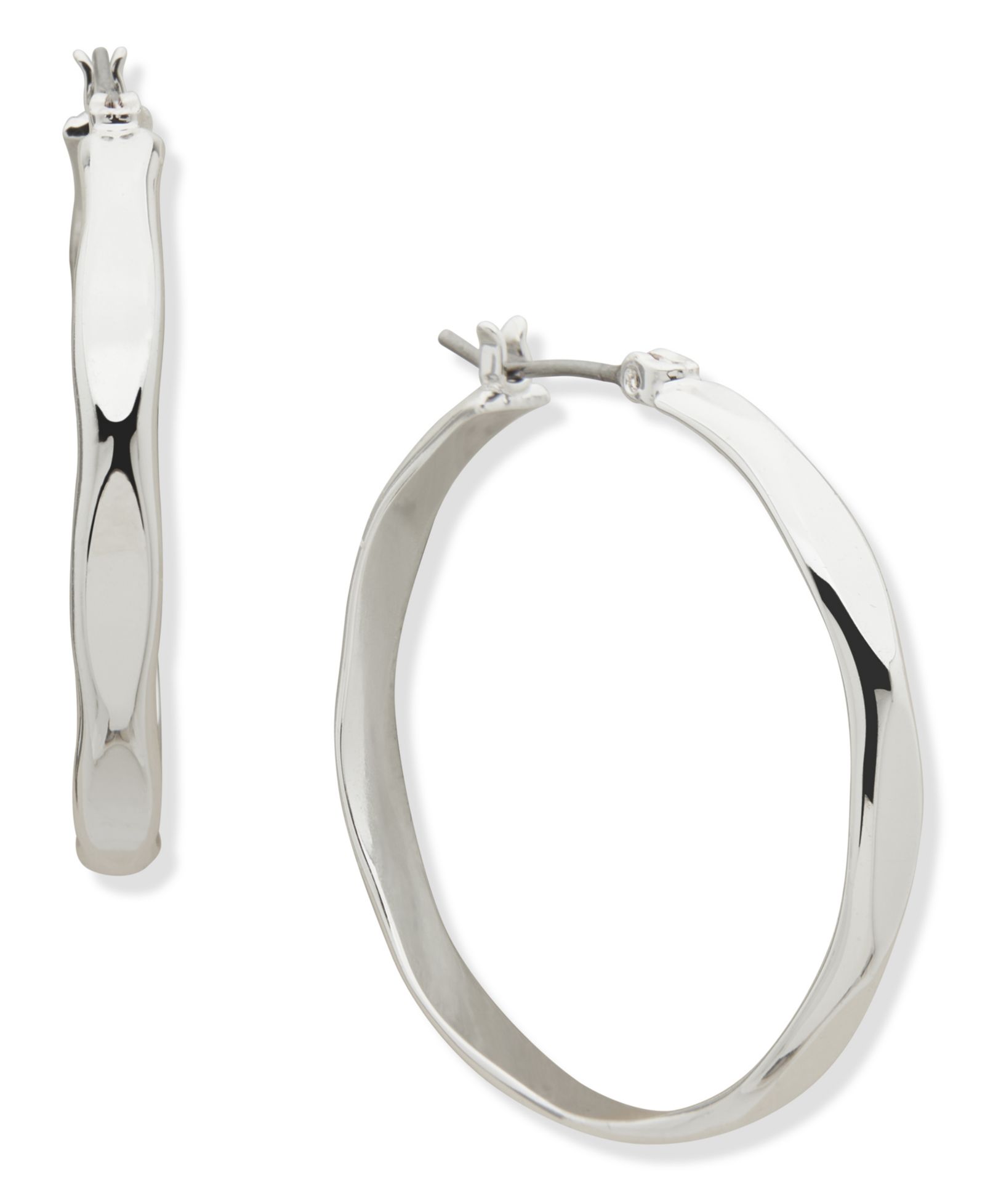 Серьги-кольца Nine West Silver-Tone Wavy Hoop
