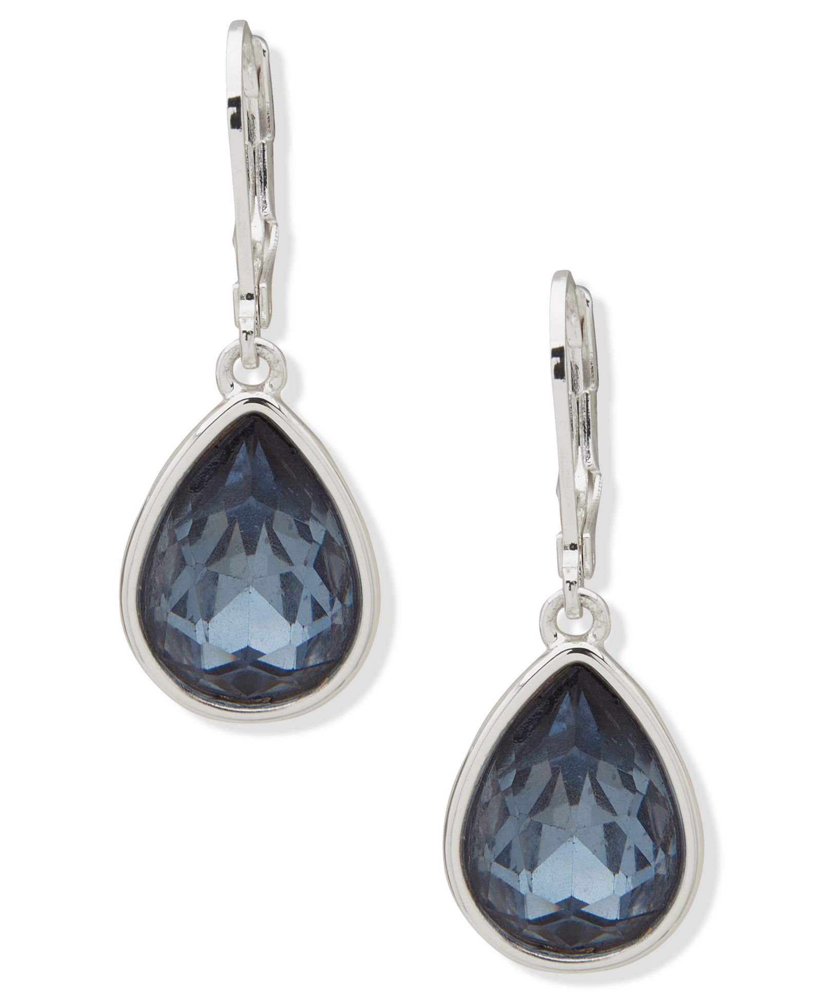 Серьги Nine West Glass Stone Silver-Tone Drop