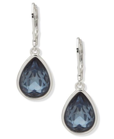 Серьги Nine West Glass Stone Silver-Tone Drop