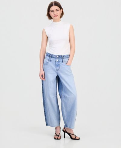 Bar III Women's High-Rise Barrel-Leg Jeans, Macy's Exclusive