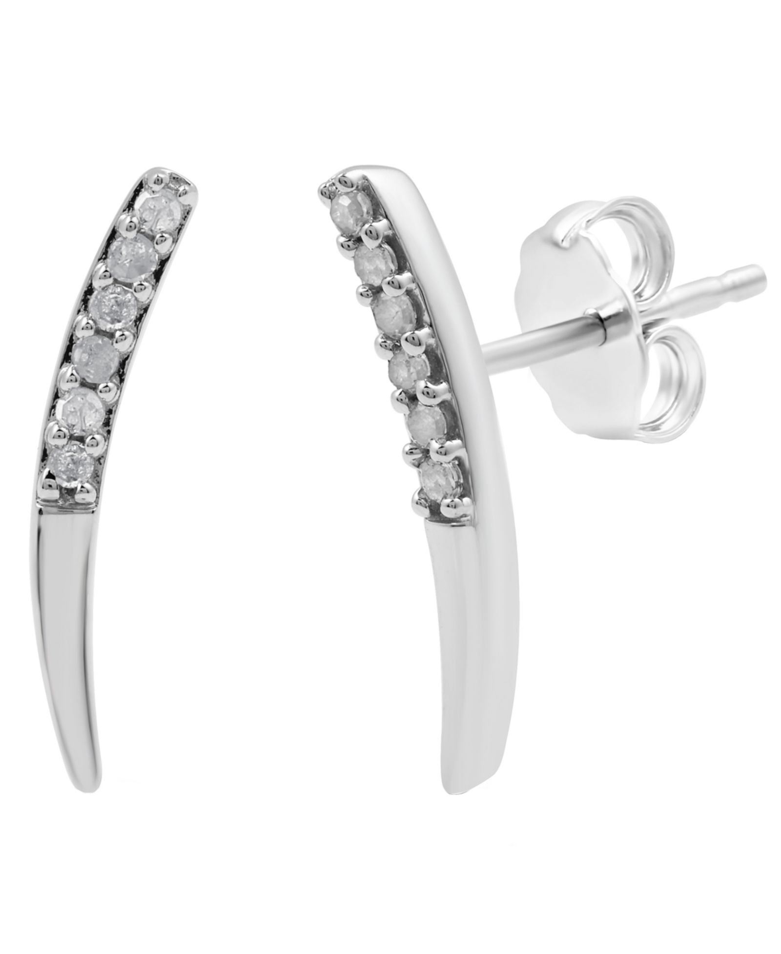 Macy's Diamond Curve Earrings (1/10 ct. t.w.) in Sterling Silver