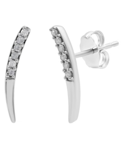 Macy's Diamond Curve Earrings (1/10 ct. t.w.) in Sterling Silver