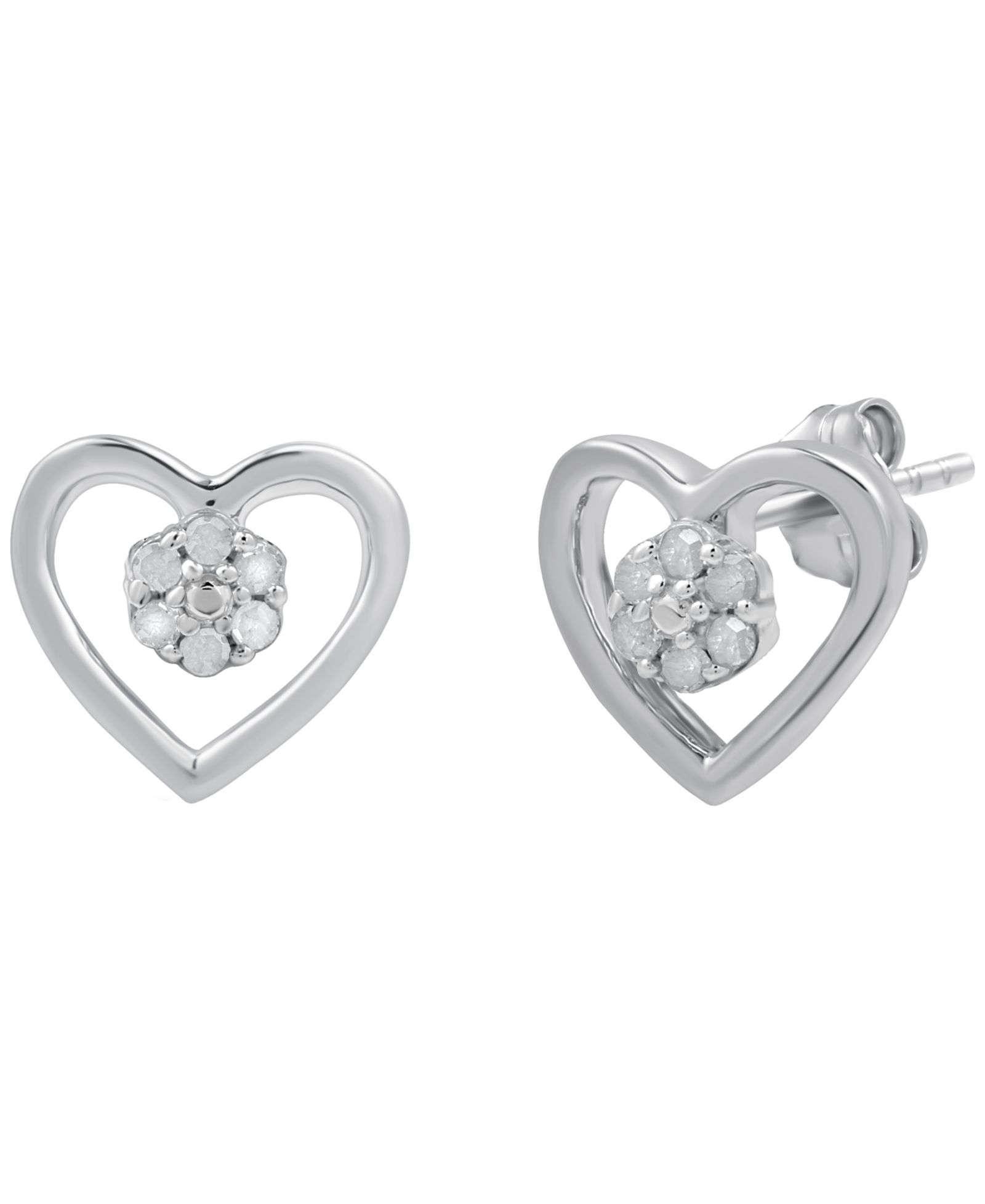 Macy's Diamond Heart Earrings (1/10 ct. t.w.) in Sterling Silver (also in 14k Gold-Plated Sterling Silver)