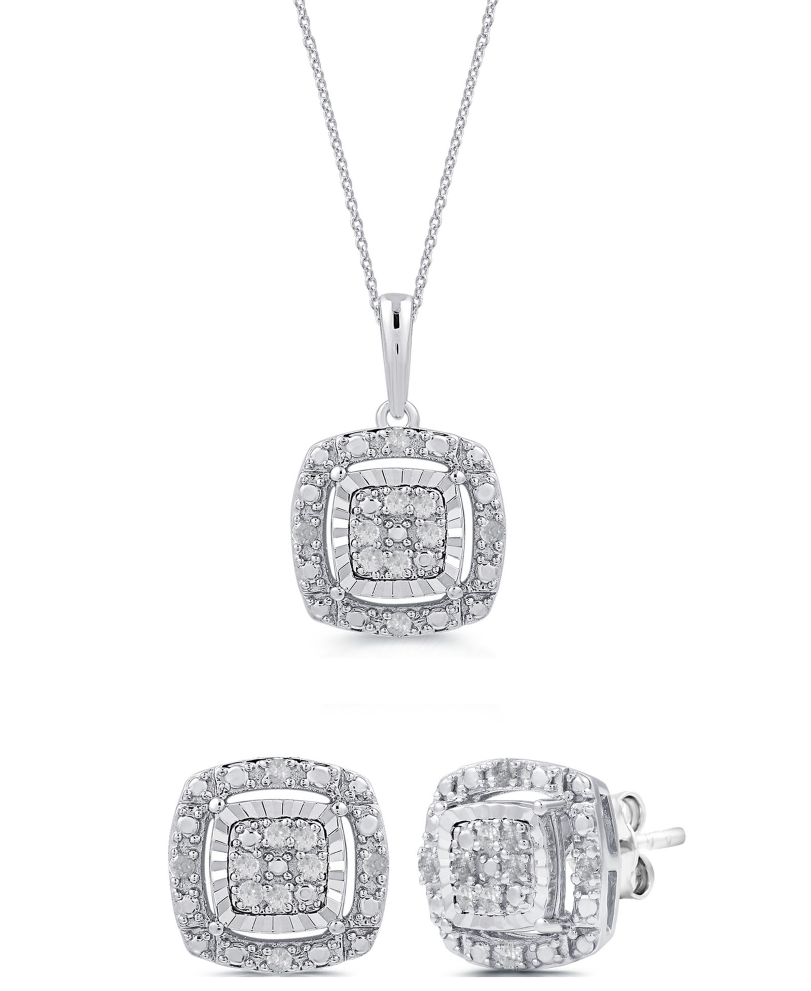 Набор из 2-х элементов Marsala Diamond Earrings and Pendant Necklace Set 1/4 ct. t.w. в Sterling Silver