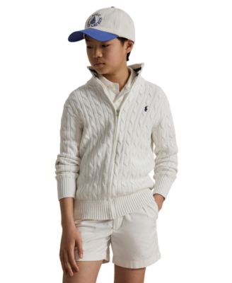 Polo Ralph Lauren Boys' 8-20 Cable-Knit Cotton Full-Zip Sweater